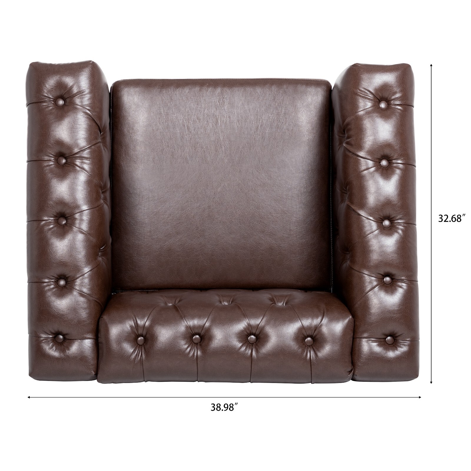 Faux Leather Sofa Tufted Single Couch Armchair with Removable Cushion Square Arm