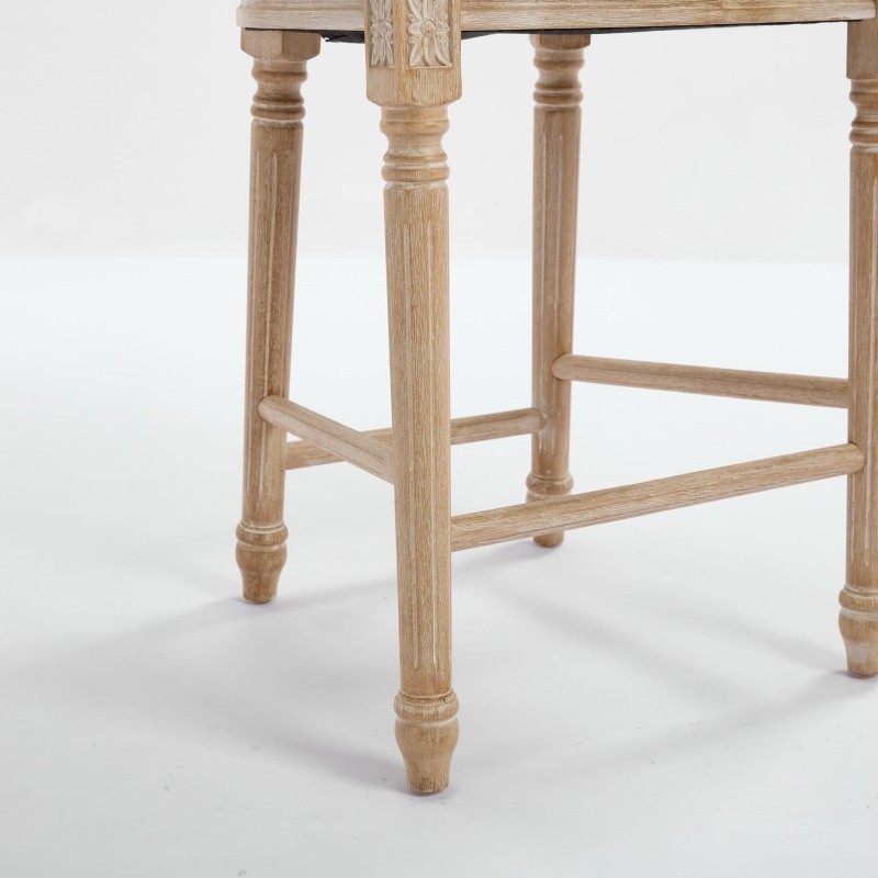 Set of 2 French Country 26» Height Bar Chairs,Upholstered Chairs w/Rattan Back