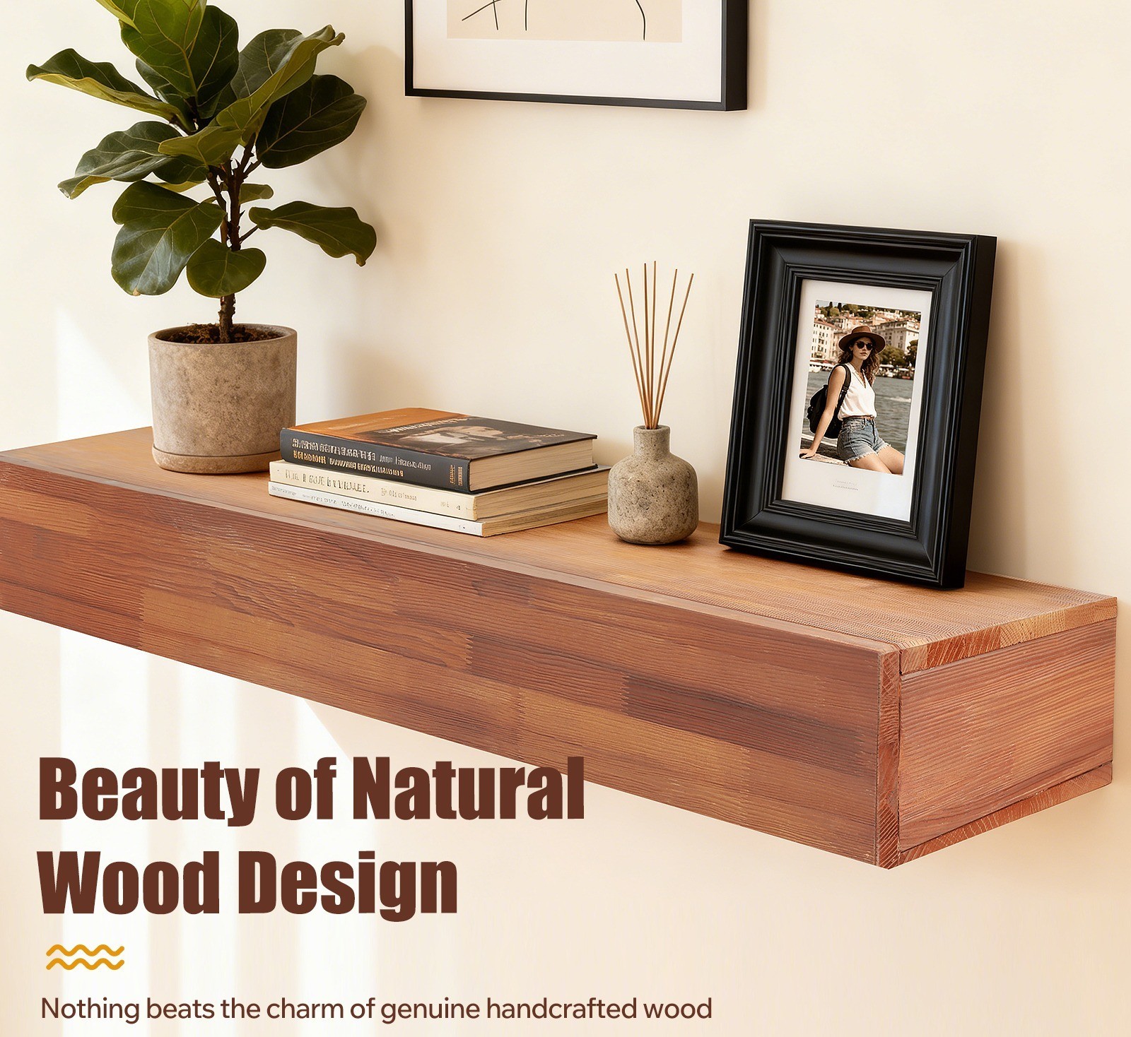 ❄️FREE SHIPPING!❄️5 ft Wooden (Cedar) Floating Shelf Wall Mounted 50 lb limit
