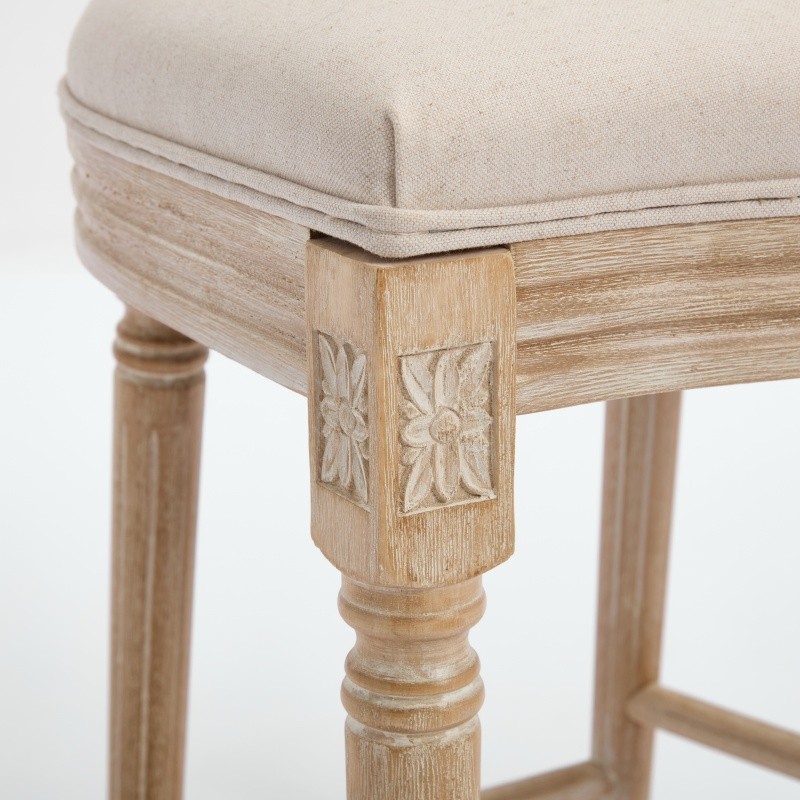 Set of 2 French Country 26» Height Bar Chairs,Upholstered Chairs w/Rattan Back