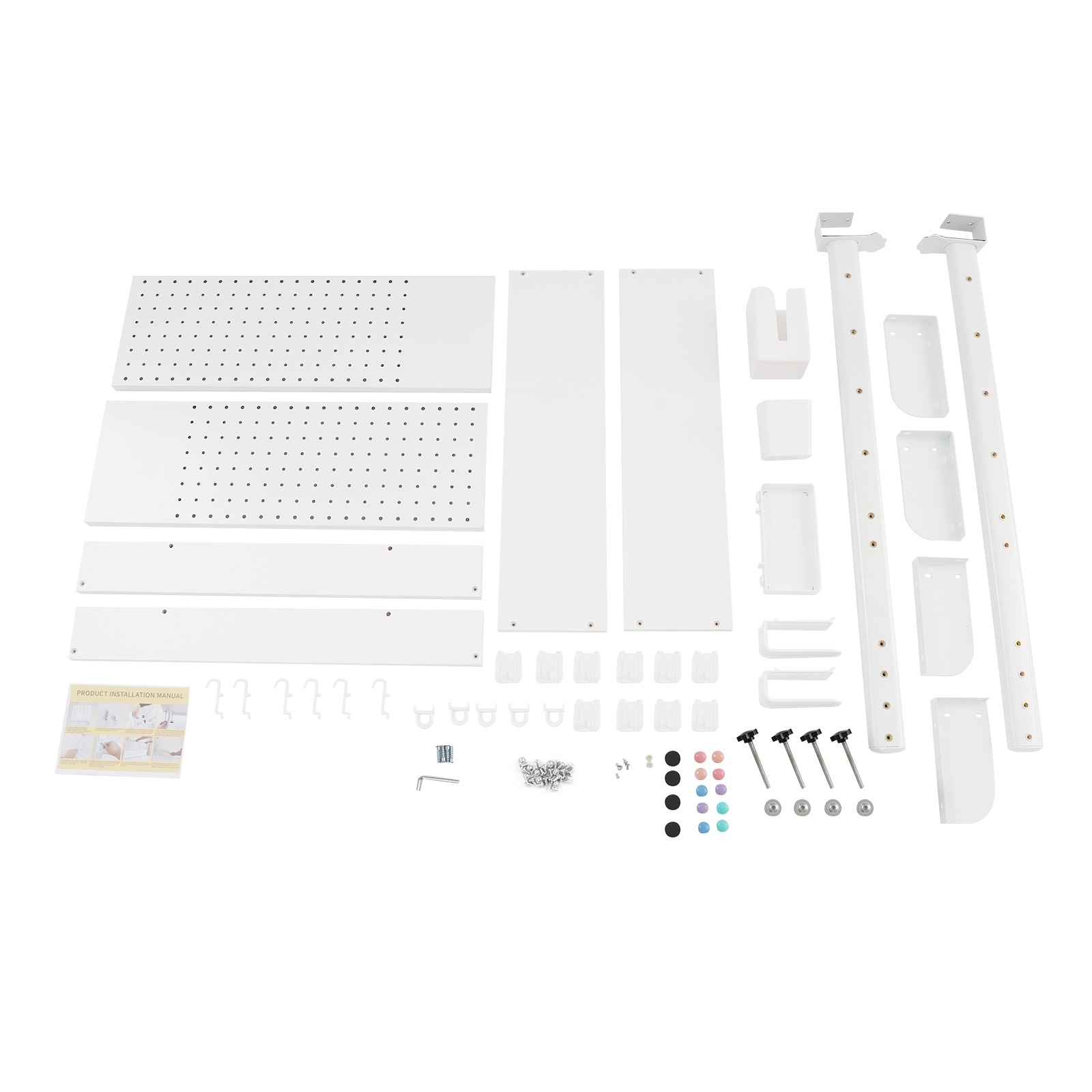 31.5*4.9*37.4in White Steel& MDF Multipurpose Pegboard Bookshelf Organizer Shelf