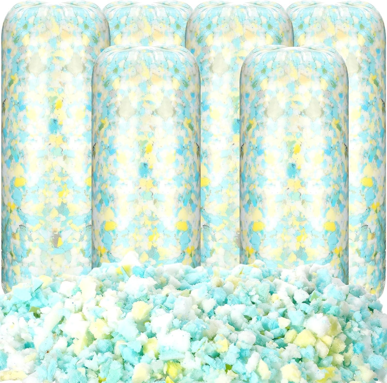 6 Pack 30 Lbs Bean Bag Filler Bulk, Shredded Memory Foam Filling Soft Bean Bag