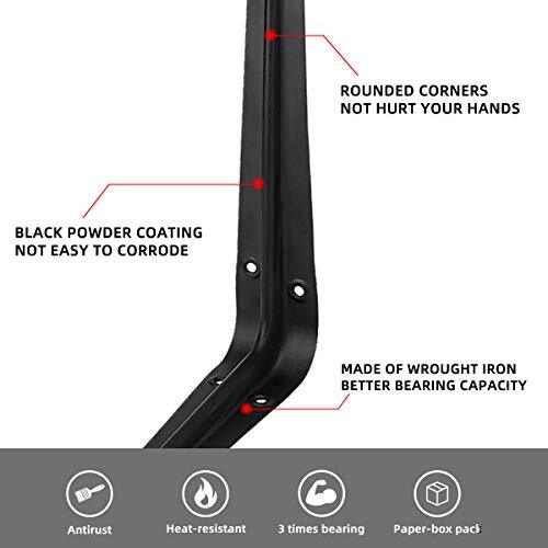 20 Pack 12 Inch Shelf Brackets, Heavy Duty Black Iron Assorted Size Names